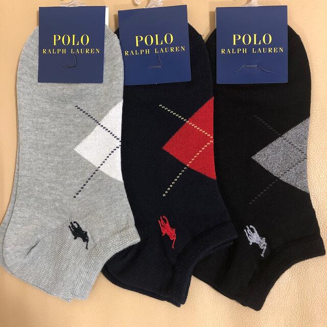 POLO RALPH LAUREN(ポロラルフローレン)の新品　レディース  ポロラルフローレン　アーガイル柄綿ソックス3足組 レディースのレッグウェア(ソックス)の商品写真