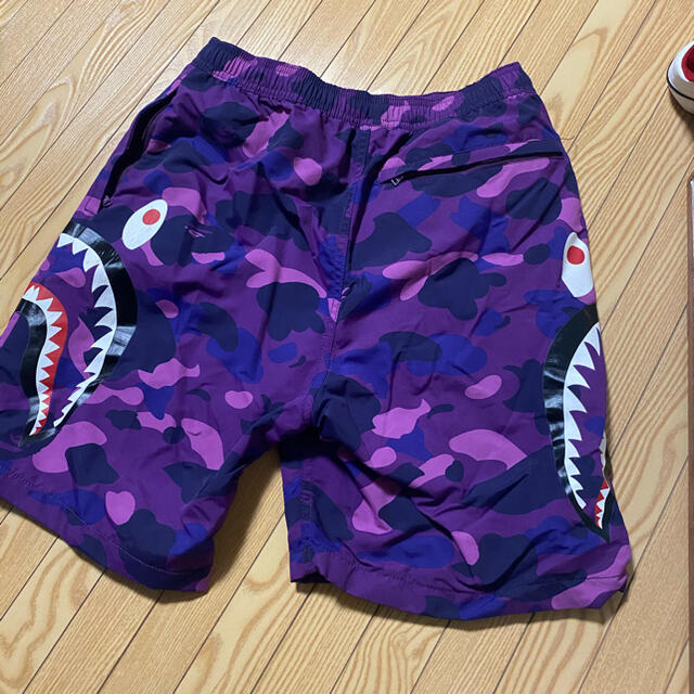 ウエスト80cmA BATHING APE 激レア　ナイロンMサイズ シャーク　紫　Bape