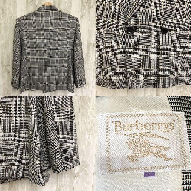 BURBERRY(バーバリー)のバーバリー　Burberry ダブルテーラードジャケット グレンチェック　短丈 レディースのジャケット/アウター(テーラードジャケット)の商品写真