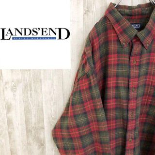 ランズエンド(LANDS’END)のLANDS’END ランズエンド　ボタンダウンネルシャツ　タータンチェック(シャツ)