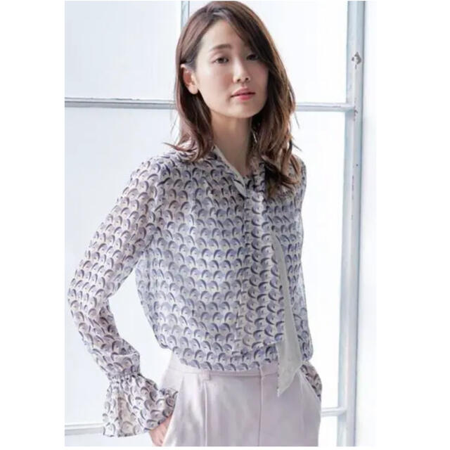 ANAYI - 【美品】アナイ 2020SS フラミンゴプリントブラウス ボウタイ