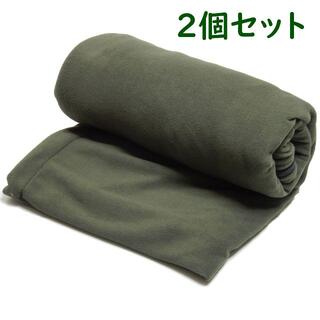 フリース　ブランケット　寝袋　インナーシュラフ　2個セット　アーミーグリーン(寝袋/寝具)