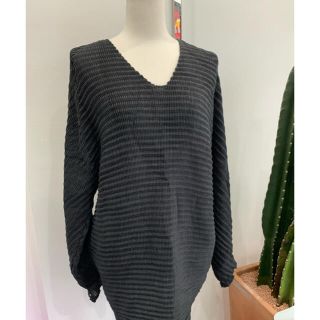 イッセイミヤケ(ISSEY MIYAKE)のイッセイミヤケ　厚手のプリーツトップス美品（257）(カットソー(長袖/七分))