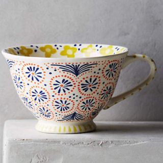 アンソロポロジー(Anthropologie)の新品 アンソロポロジー 花柄ティーカップ コーヒーカップ  イエロー(グラス/カップ)