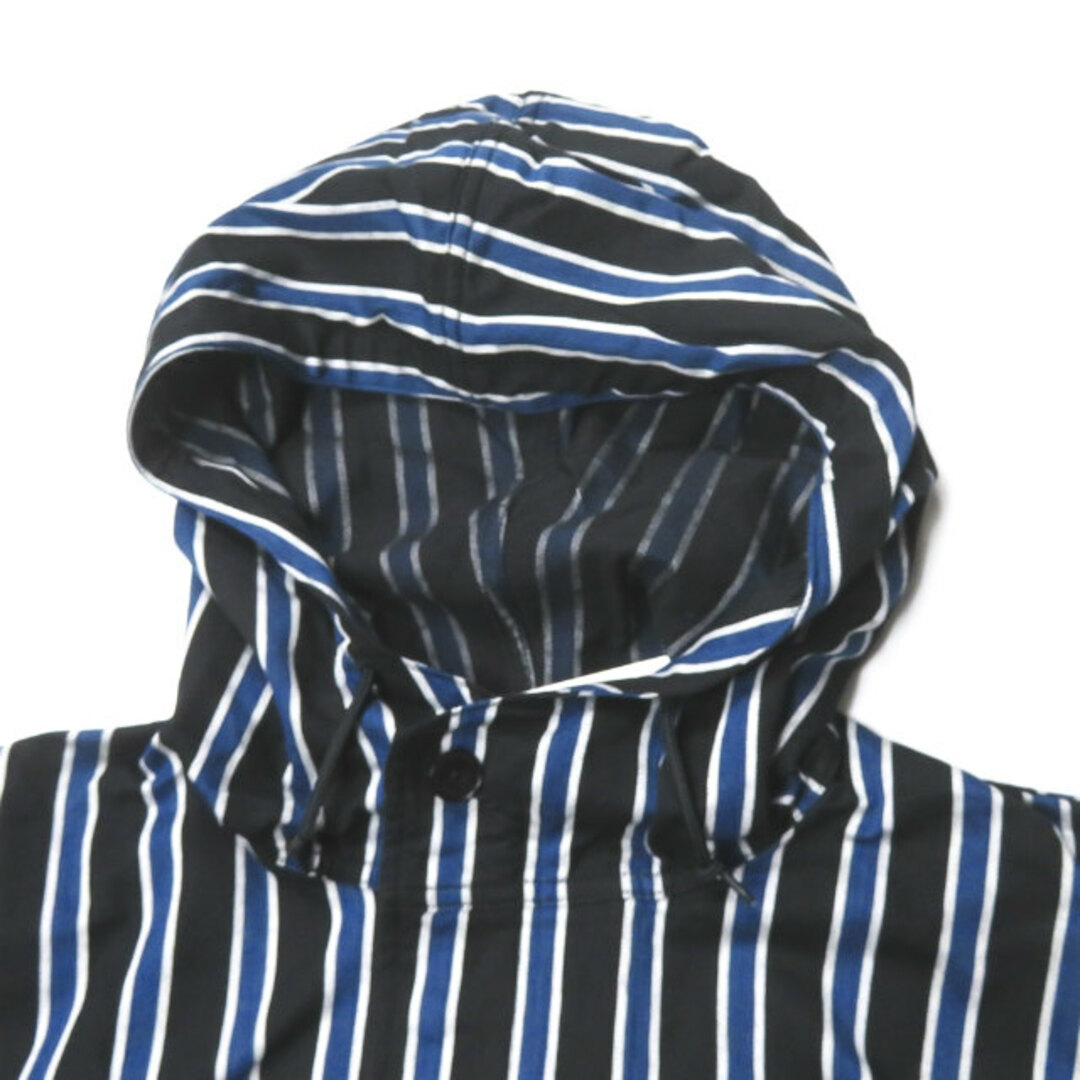 KUON クオン 20AW 日本製 Hooded Coat 裂き織りストライプモッズコート 2002-JK0405 S BLACK/BLUE レジメンタル アウター【新古品】【KUON】