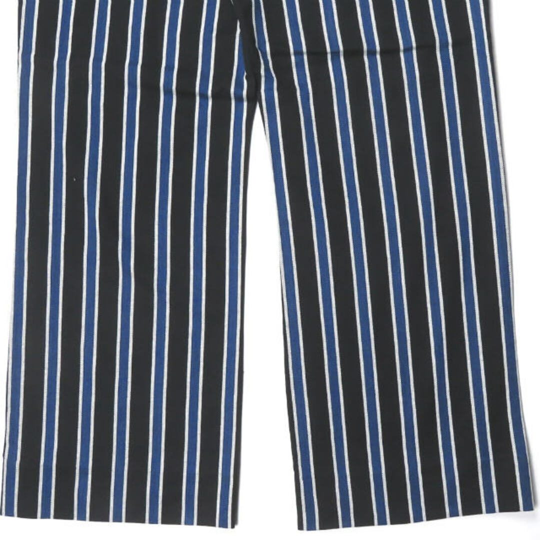 KUON クオン 20AW 日本製 TRIMMED TROUSERS 裂き織りストライプトラウザーズパンツ 2002-PT0708 M BLACK/BLUE レジメンタル トリム ボトムス【新古品】【KUON】