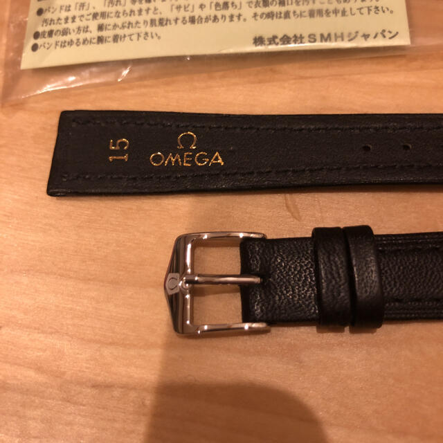 OMEGA(オメガ)の新品未使用　オメガ純正革ベルト　15ミリカーフブラック　シルバー尾錠付　送料込 メンズの時計(レザーベルト)の商品写真