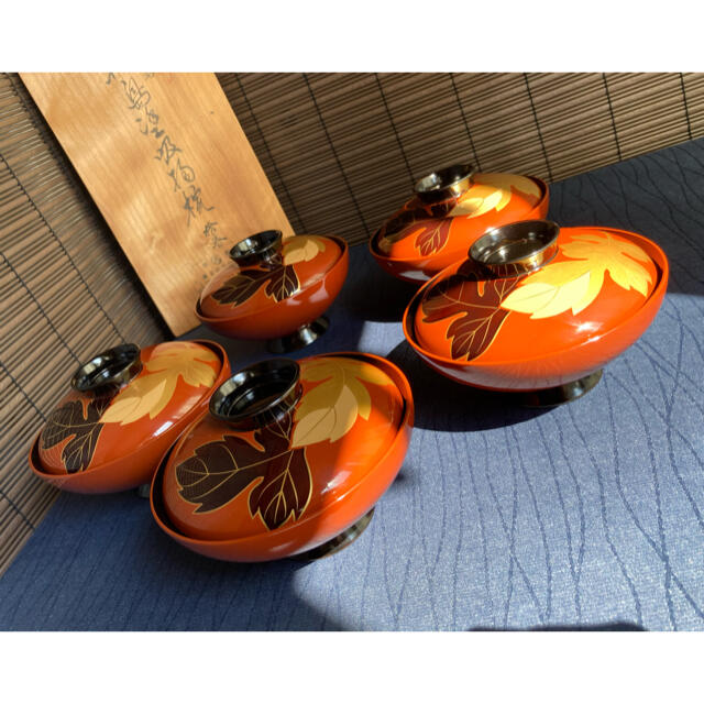 輪島塗 武田漆器店 吸物椀 漆塗りお椀 5客 印象のデザイン www