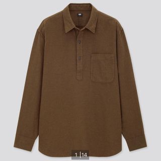 ユニクロ(UNIQLO)のタグ付 送料無料 UNIQLO フランネルプルオーバーシャツ ダークブラウン S(シャツ)