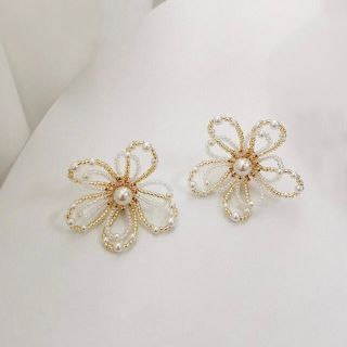 チェスティ(Chesty)の【NEW】新品インポート♡パール ビーズ 2連 お花 フラワーピアス(ピアス)