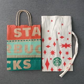 スターバックスコーヒー(Starbucks Coffee)のSTARBUCKS スターバックス スタバ ショップ袋 紙袋 ラッピング 巾着(ショップ袋)