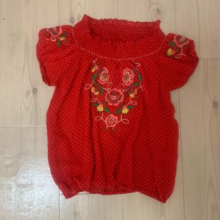 サンタモニカ(Santa Monica)のvintage 花柄刺繍シフォンブラウス(シャツ/ブラウス(半袖/袖なし))