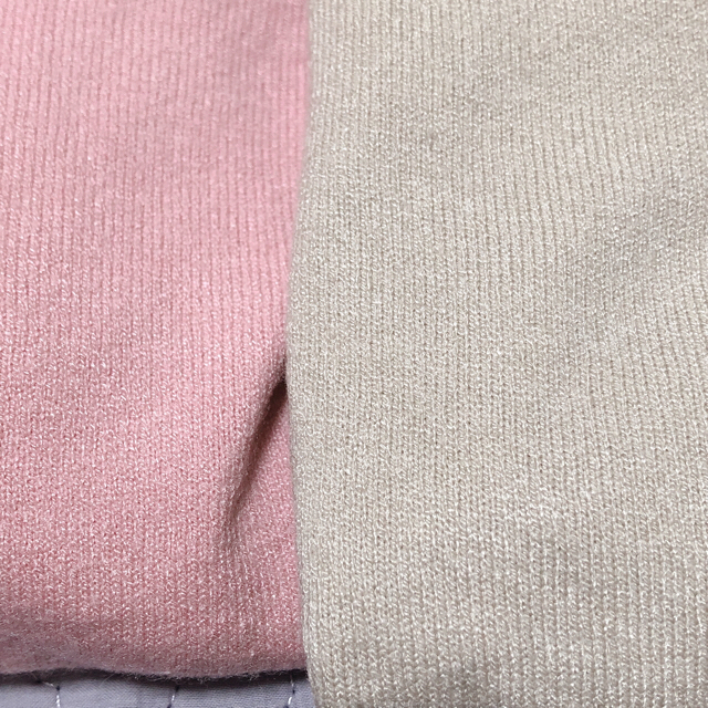ニット ５部袖 半袖 アプリコット ベージュ 薄手 春 レディースのトップス(ニット/セーター)の商品写真