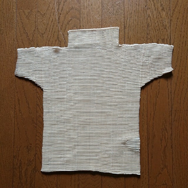 ISSEY MIYAKE(イッセイミヤケ)のイッセイミヤケ 、ミルキー色プリーツ半袖タートルＴシャツセーター レディースのトップス(シャツ/ブラウス(半袖/袖なし))の商品写真