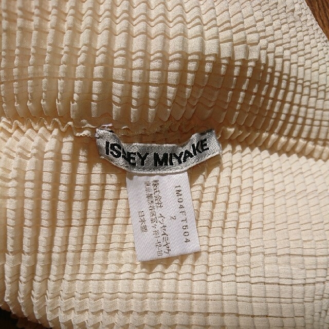 ISSEY MIYAKE(イッセイミヤケ)のイッセイミヤケ 、ミルキー色プリーツ半袖タートルＴシャツセーター レディースのトップス(シャツ/ブラウス(半袖/袖なし))の商品写真