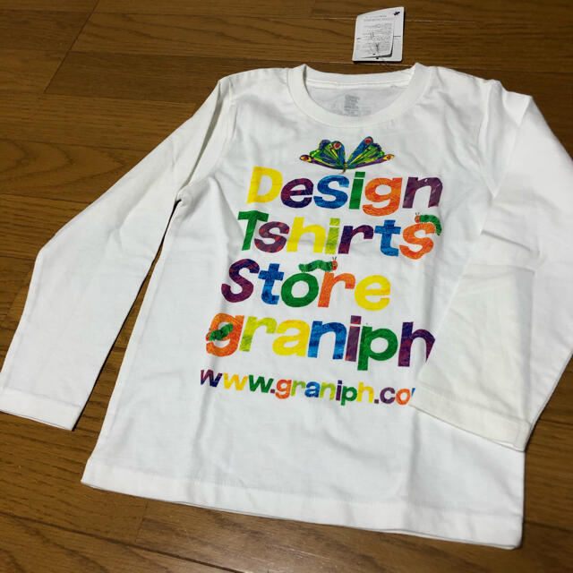 Design Tshirts Store graniph(グラニフ)の新品　はらぺこあおむし　長袖120 キッズ/ベビー/マタニティのキッズ服男の子用(90cm~)(Tシャツ/カットソー)の商品写真