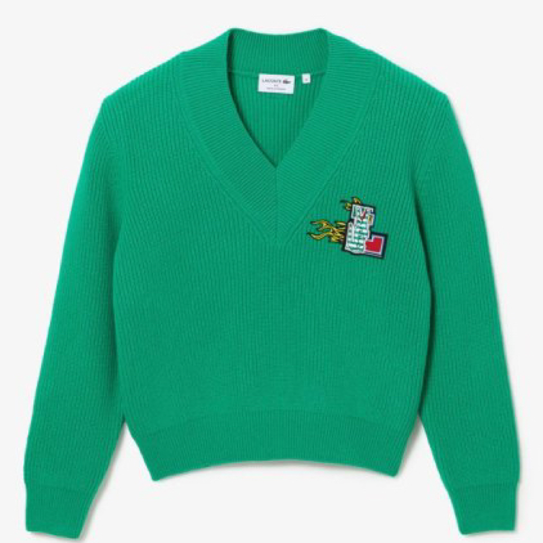 LACOSTE(ラコステ)の新品✨ タグ付き♪定価30,800円　ラコステ  Vネックニット　大特価‼️　 レディースのトップス(トレーナー/スウェット)の商品写真