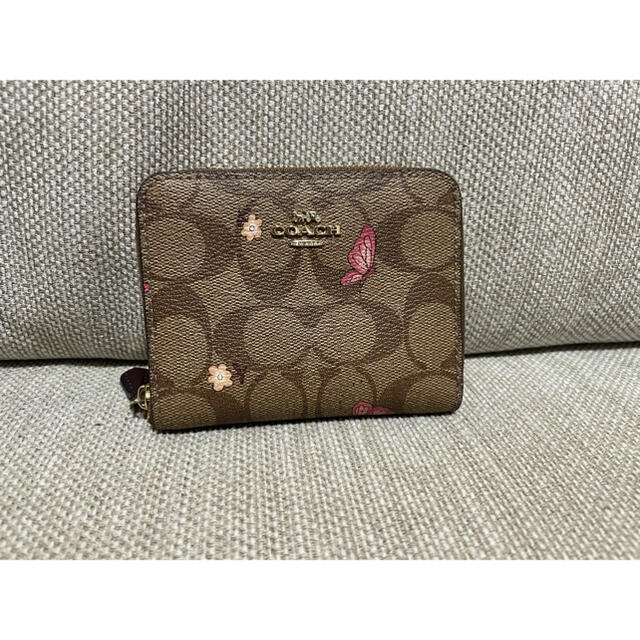 COACH コーチ ミニウォレット ブラウン 花柄