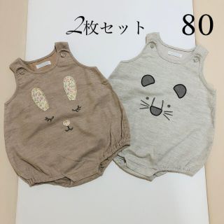 ベベ(BeBe)のべべ　サロペット　2枚セット (サイズ80)(カバーオール)