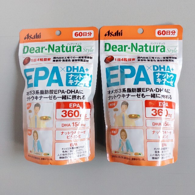 アサヒ(アサヒ)のディアナチュラスタイル EPA*DHA+ナットウキナーゼ 60日分 240粒×2 食品/飲料/酒の健康食品(その他)の商品写真