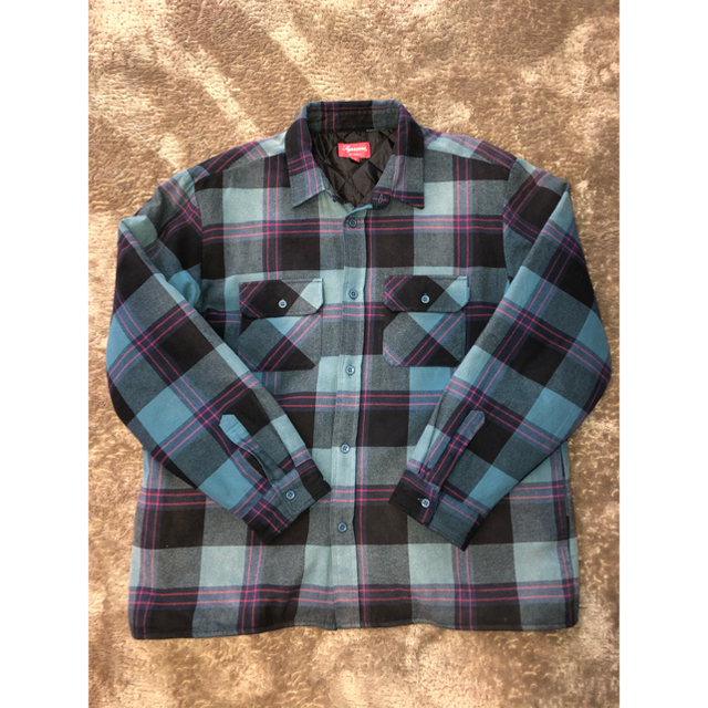 新品　supreme Quilted Flannel Shirt Teal L