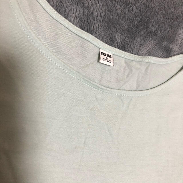 UNIQLO(ユニクロ)のユニクロ　UNIQLO   フリルスリーブTシャツ  ライトグリーン　S  レディースのトップス(Tシャツ(半袖/袖なし))の商品写真