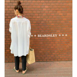 新品タグ付 ビアズリー BEARDSLEY 襟 プリント フレアシャツ-