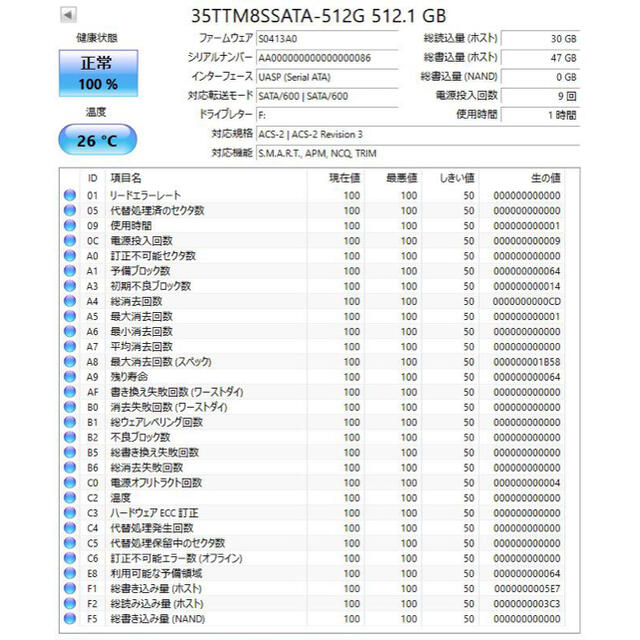 ほぼ新品状態！　Timetec 512GB M.2 NGFF 3年保証付 スマホ/家電/カメラのPC/タブレット(PCパーツ)の商品写真