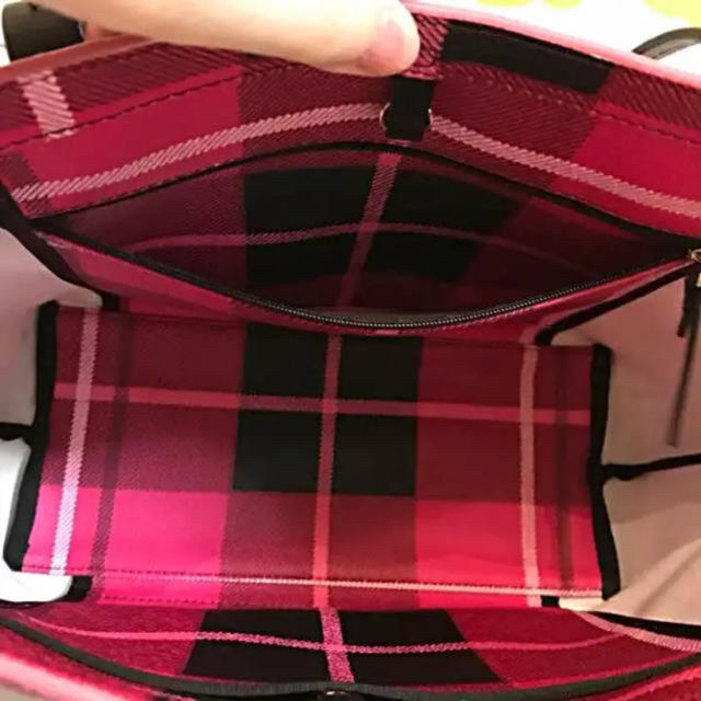 kate spade new york(ケイトスペードニューヨーク)のラサラブ様専用　特別価格　kate spade 完売品ピンクチェックトート レディースのバッグ(トートバッグ)の商品写真