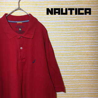 ノーティカ(NAUTICA)のノーティカ nautica ポロシャツ XL 輸入古着 赤 ロゴ(ポロシャツ)