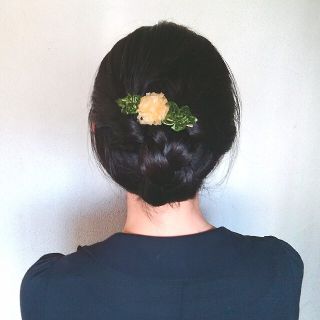 ラッピング無料☆送料無料☆タンポポのヘアクリップ バレッタ リボンフラワー(ヘアアクセサリー)