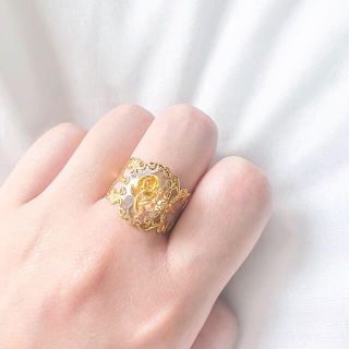 ロキエ(Lochie)の୨୧ Vintage rétro Gold Rose Lace Ring(リング)