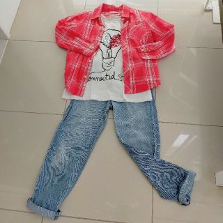 ザラ(ZARA)のブラウス130 Ｔシャツ140 デニム130  3点セット(Tシャツ/カットソー)