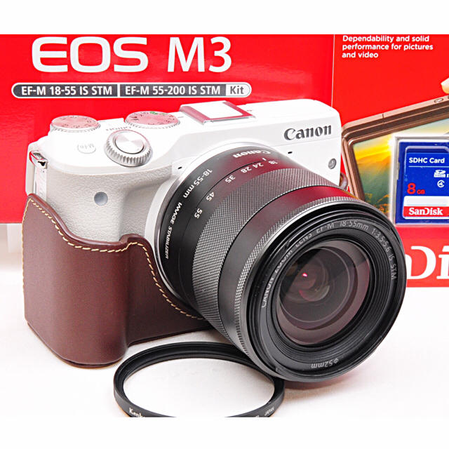 売れ筋がひ新作! ✨極上級✨Canon EOS M3 レザーカバー付き✨Wi-Fi&自