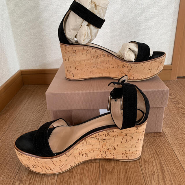 美品☆Gianvito Rossi☆ジャンビトロッシ☆サンダル黒☆38ドゥロワ