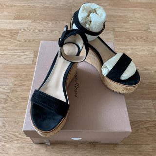 ドゥロワー(Drawer)の美品☆Gianvito Rossi☆ジャンビトロッシ☆サンダル黒☆38ドゥロワ(サンダル)