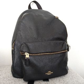 コーチ(COACH)のCOACH リュックサック　革　黒(バッグパック/リュック)