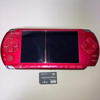 プレイステーションポータブル(PlayStation Portable)のpsp3000 red ジャンク品　動作未確認　4gbメモリーカード(携帯用ゲーム機本体)