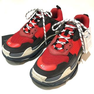 バレンシアガ(Balenciaga)のバレンシアガ BALENCIAGA Triple S shoes 516440 トリプルS トレーナー スニーカー キャンバス ルージュ ルージュ/ノアール 未使用(スニーカー)