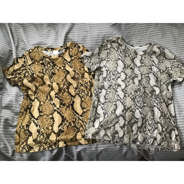 H&M(エイチアンドエム)のTシャツ　H＆M 2枚セット　クロコダイル柄　美品 レディースのトップス(Tシャツ(半袖/袖なし))の商品写真