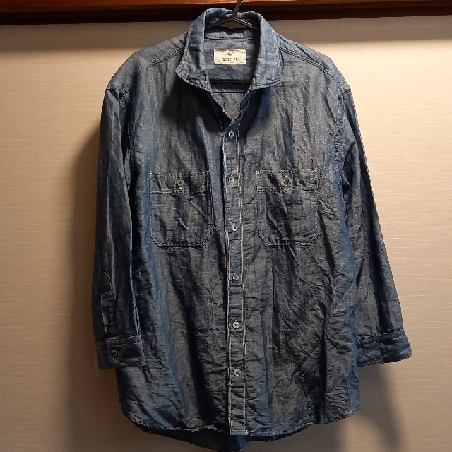 EDIFICE(エディフィス)のskm's shop様専用　EDIFICEコットンリネン混七分袖シャツブルー46 メンズのトップス(シャツ)の商品写真