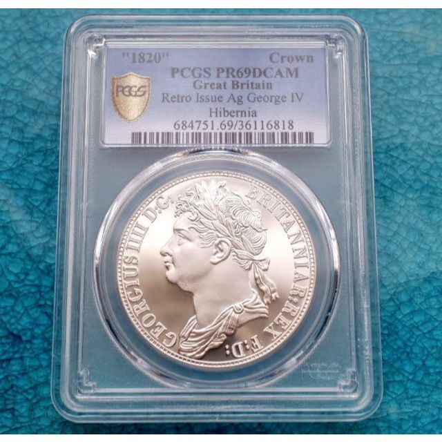 イギリス 1820 ジョージ 4世 ヒベルニア クラウン 銀貨 ファンタジー-