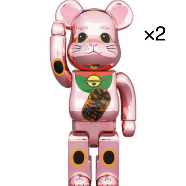 エンタメ/ホビー【2個セット】BE@RBRICK 招き猫 桃金メッキ 発光 400%