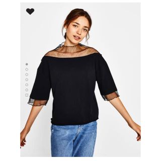 ベルシュカ(Bershka)のBershka オーガンジー チュール Tシャツ トップス ベルシュカ ZARA(カットソー(長袖/七分))