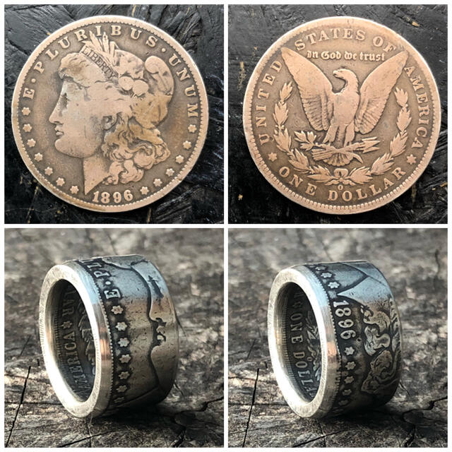 銀貨 アメリカモルガンダラー コインリング 指輪 アメリカン 外国コイン加工 | フリマアプリ ラクマ