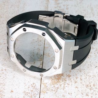 ジーショック(G-SHOCK)のカシオーク第3世代カスタムパーツ シルバー×シルバー(ラバーベルト)