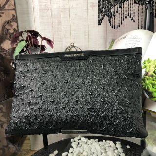 ジミーチュウ(JIMMY CHOO)のJIMMY CHOO クラッチバッグ　ブラック　エンボス加工(クラッチバッグ)