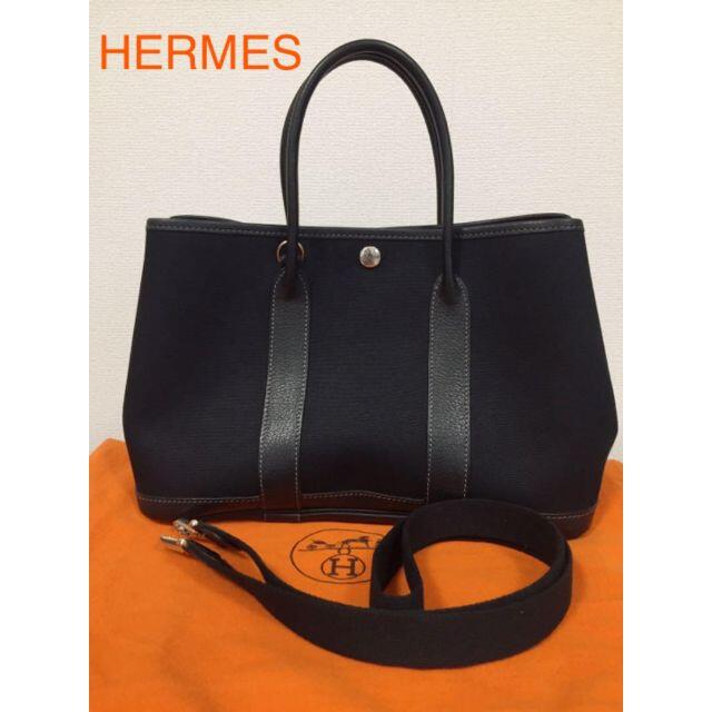 HERMES　ガーデンパーティ　ショルダーつき　TPM　キャンバス×レザー