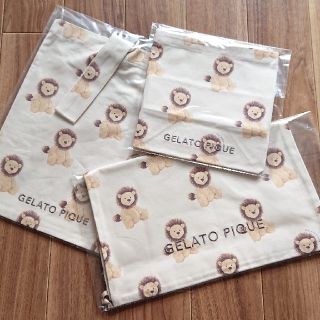 ジェラートピケ(gelato pique)の新品 ジェラートピケ  アニマル柄巾着L＆巾着M＆シューズバッグ      (体操着入れ)