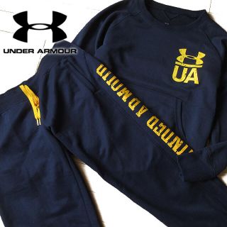 アンダーアーマー(UNDER ARMOUR)の美品 アンダーアーマー レディース スウェット上下 セットアップ ネイビー(トレーナー/スウェット)